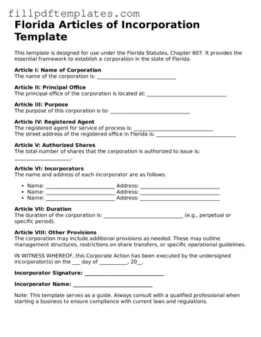Blank Florida Articles of Incorporation Form
