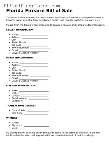 Blank Florida Firearm Bill of Sale Form