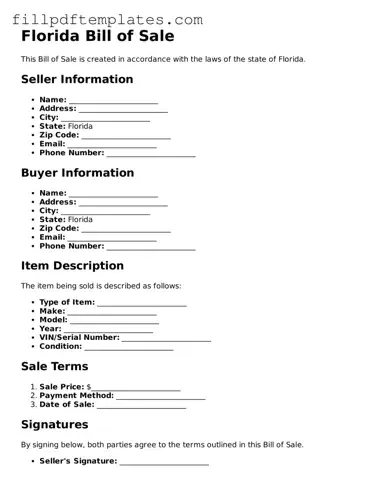 Blank Florida Bill of Sale Form