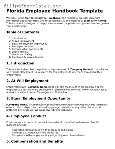 Blank Florida Employee Handbook Form