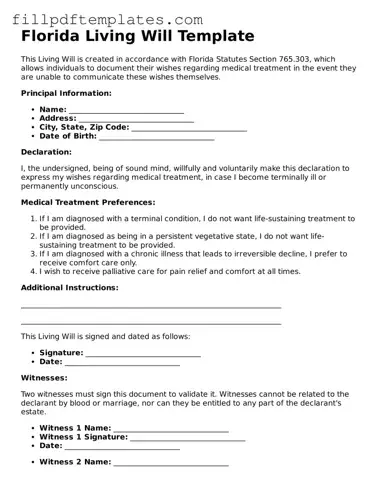 Blank Florida Living Will Form