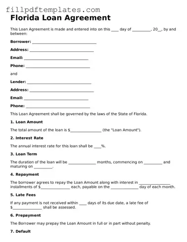 Blank Florida Loan Agreement Form