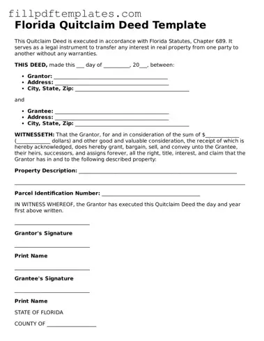 Blank Florida Quitclaim Deed Form