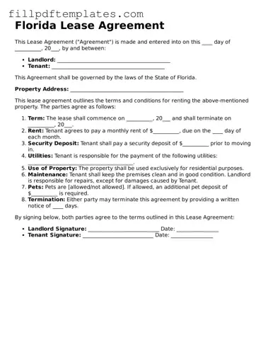 Blank Florida Lease Agreement Form