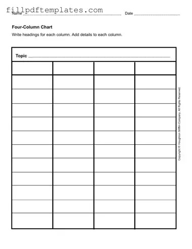 Fill a Valid Four Column Chart Template