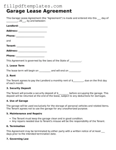 Valid Garage Lease Agreement Form