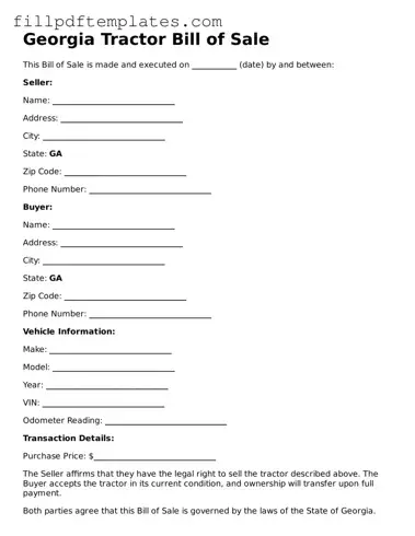 Blank Georgia Tractor Bill of Sale Form