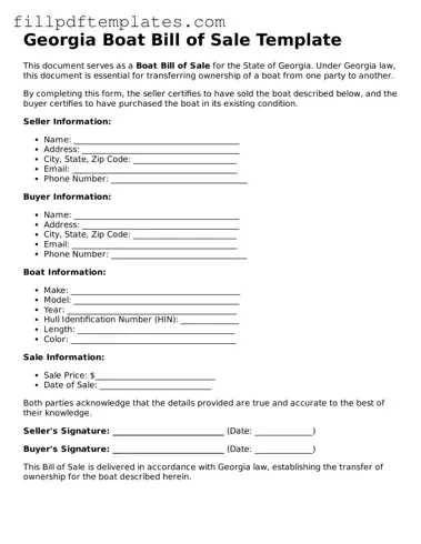 Blank Georgia Boat Bill of Sale Form
