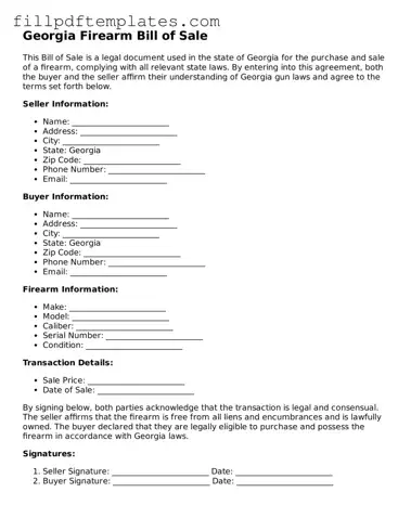 Blank Georgia Firearm Bill of Sale Form
