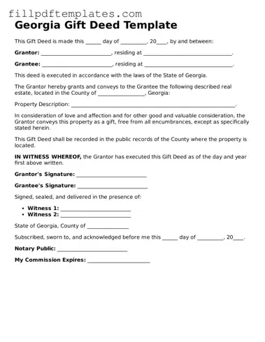 Blank Georgia Gift Deed Form