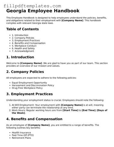 Blank Georgia Employee Handbook Form
