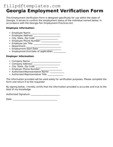 Blank Georgia Employment Verification Form