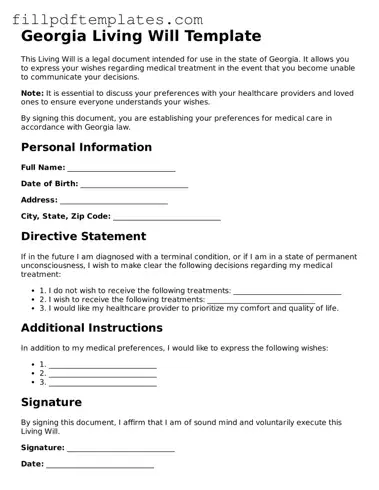 Blank Georgia Living Will Form