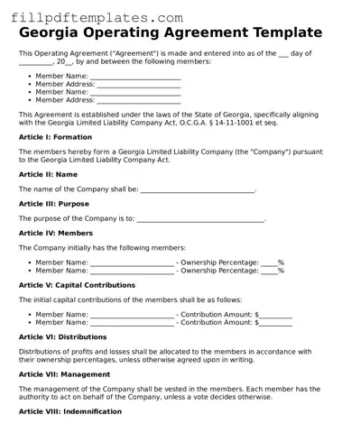 Blank Georgia Operating Agreement Form