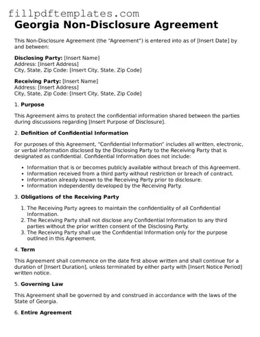 Blank Georgia Non-disclosure Agreement Form