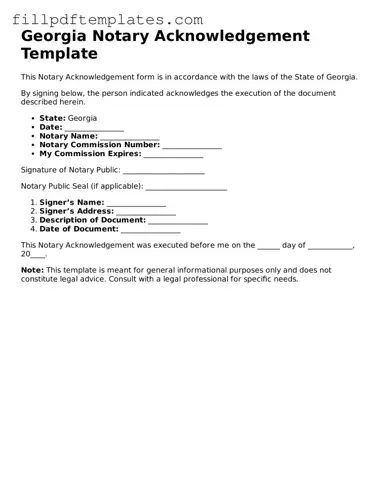 Blank Georgia Notary Acknowledgement Form