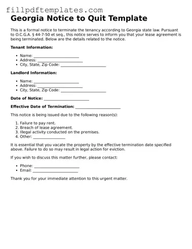 Blank Georgia Notice to Quit Form