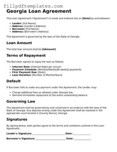 Blank Georgia Loan Agreement Form