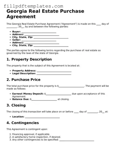 Blank Georgia Real Estate Purchase Agreement Form