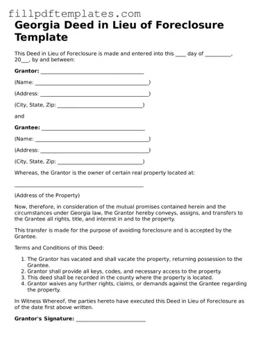 Blank Georgia Deed in Lieu of Foreclosure Form