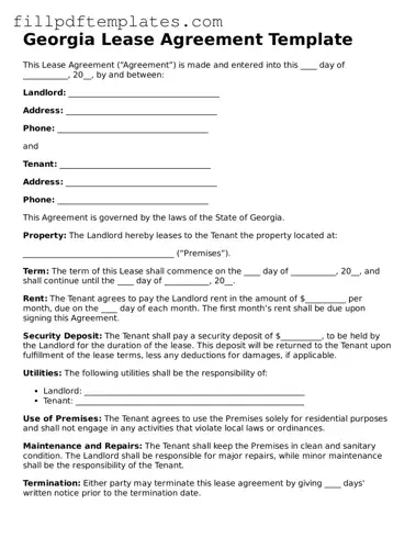 Blank Georgia Lease Agreement Form