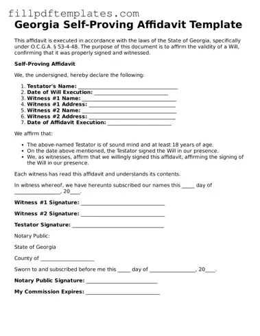 Blank Georgia Self-Proving Affidavit Form