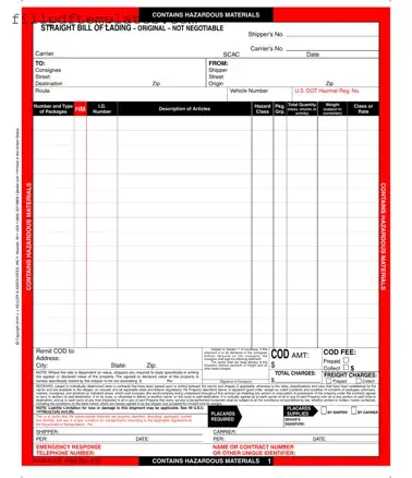 Fill a Valid Hazard Bill Of Ladden Template