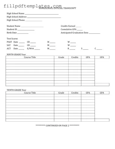 Fill a Valid High School Transcript Template