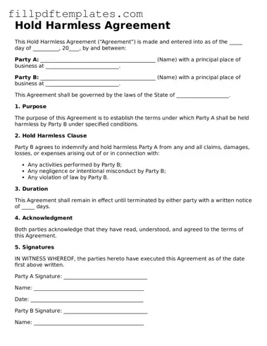 Valid Hold Harmless Agreement Form