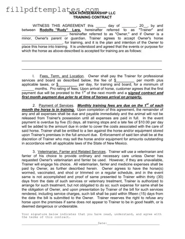 Fill a Valid Horse Training Contract Template