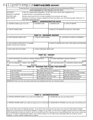 Fill a Valid Hurt Feelings Report Template