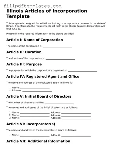 Blank Illinois Articles of Incorporation Form