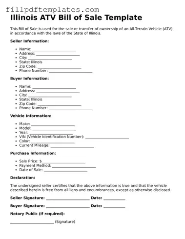 Blank Illinois ATV Bill of Sale Form