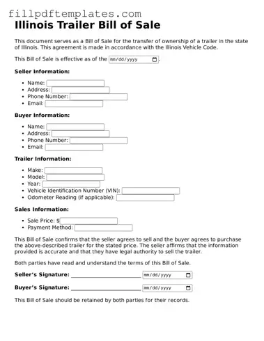 Blank Illinois Trailer Bill of Sale Form