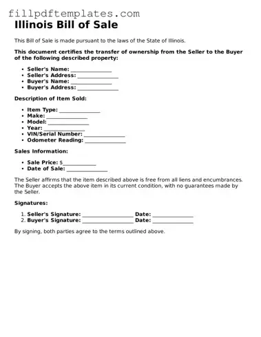 Blank Illinois Bill of Sale Form