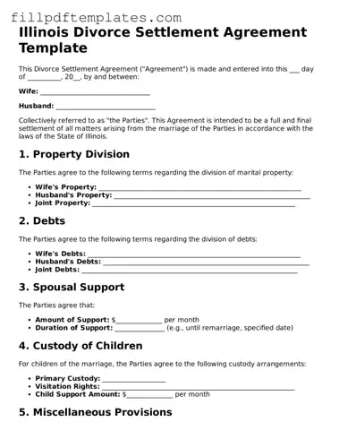 Blank Illinois Divorce Settlement Agreement Form