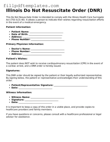 Blank Illinois Do Not Resuscitate Order Form