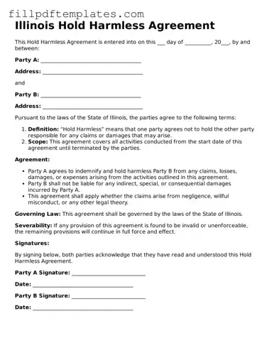 Blank Illinois Hold Harmless Agreement Form