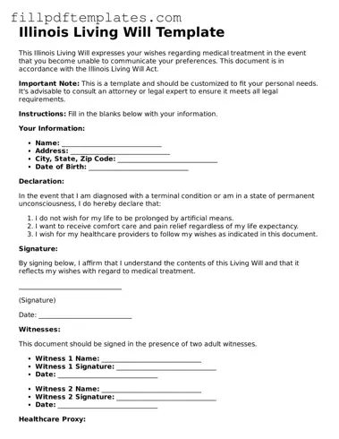 Blank Illinois Living Will Form