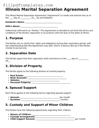 Blank Illinois Marital Separation Agreement Form