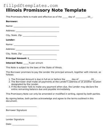 Blank Illinois Promissory Note Form