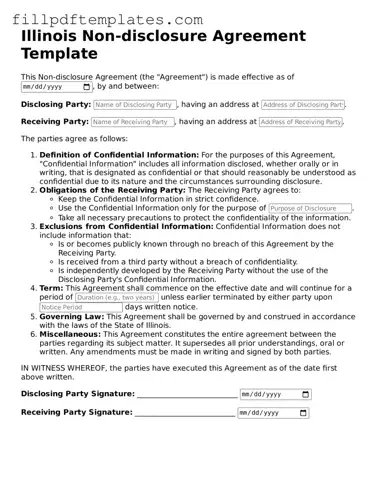 Blank Illinois Non-disclosure Agreement Form