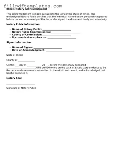 Blank Illinois Notary Acknowledgement Form