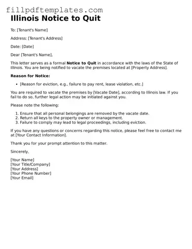 Blank Illinois Notice to Quit Form