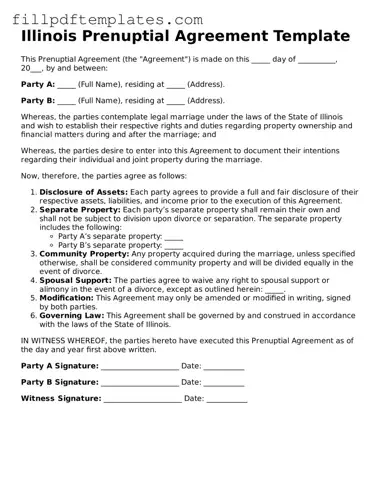 Blank Illinois Prenuptial Agreement Form