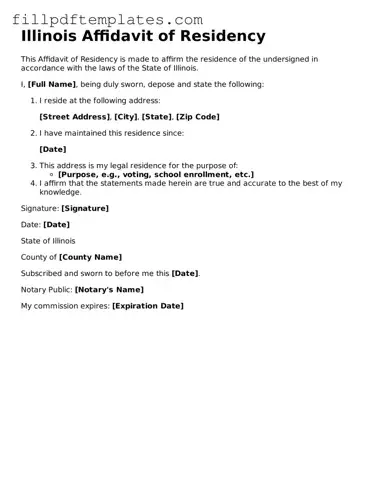 Blank Illinois Affidavit of Residency Form