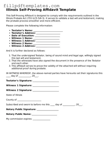 Blank Illinois Self-Proving Affidavit Form