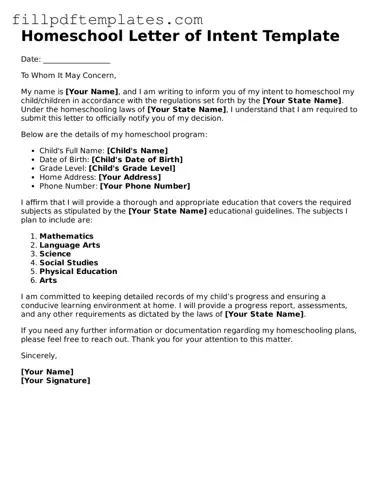 Valid Homeschool Letter of Intent Form