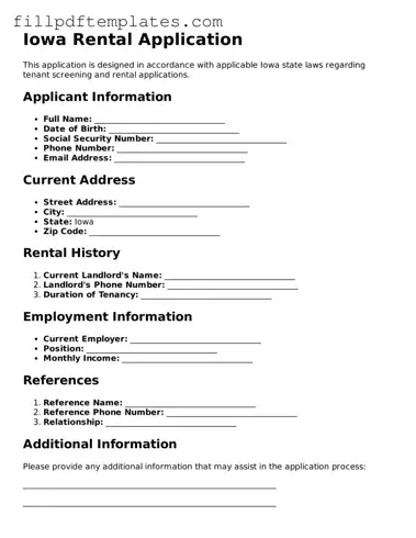 Blank Iowa Rental Application Form