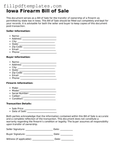 Blank Iowa Firearm Bill of Sale Form